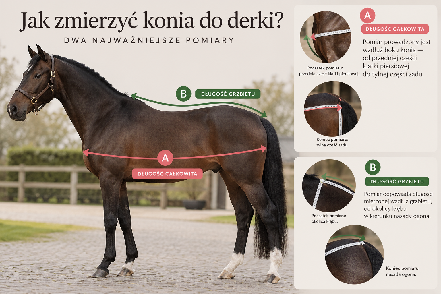 Jak zmierzyć konia do derki – pomiar A i B]